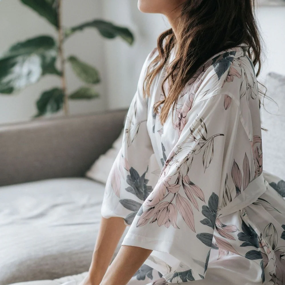 100% Silk Short Kimono: The Eden Robe